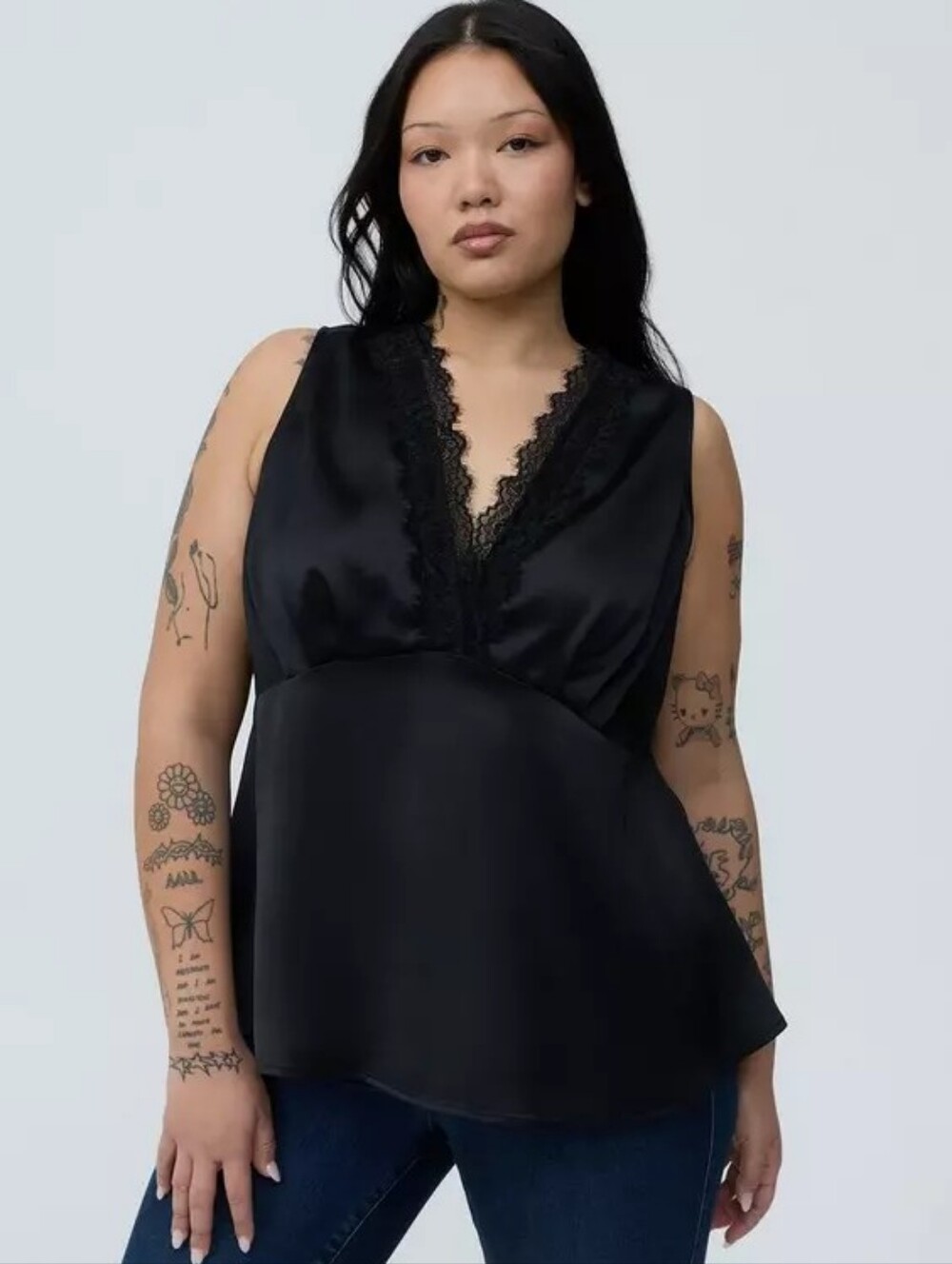 Torrid Satin Lace Trim Blouse